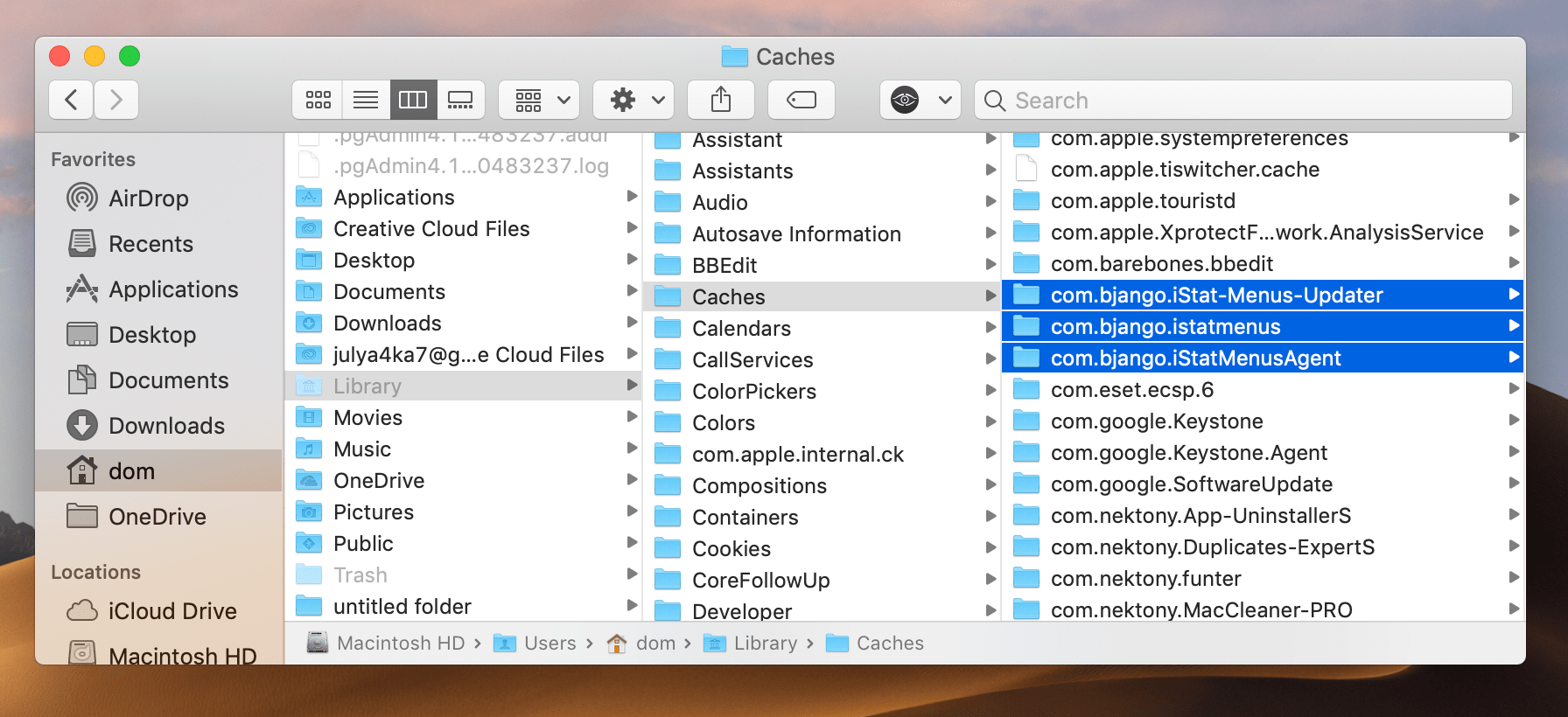 delete istat menus