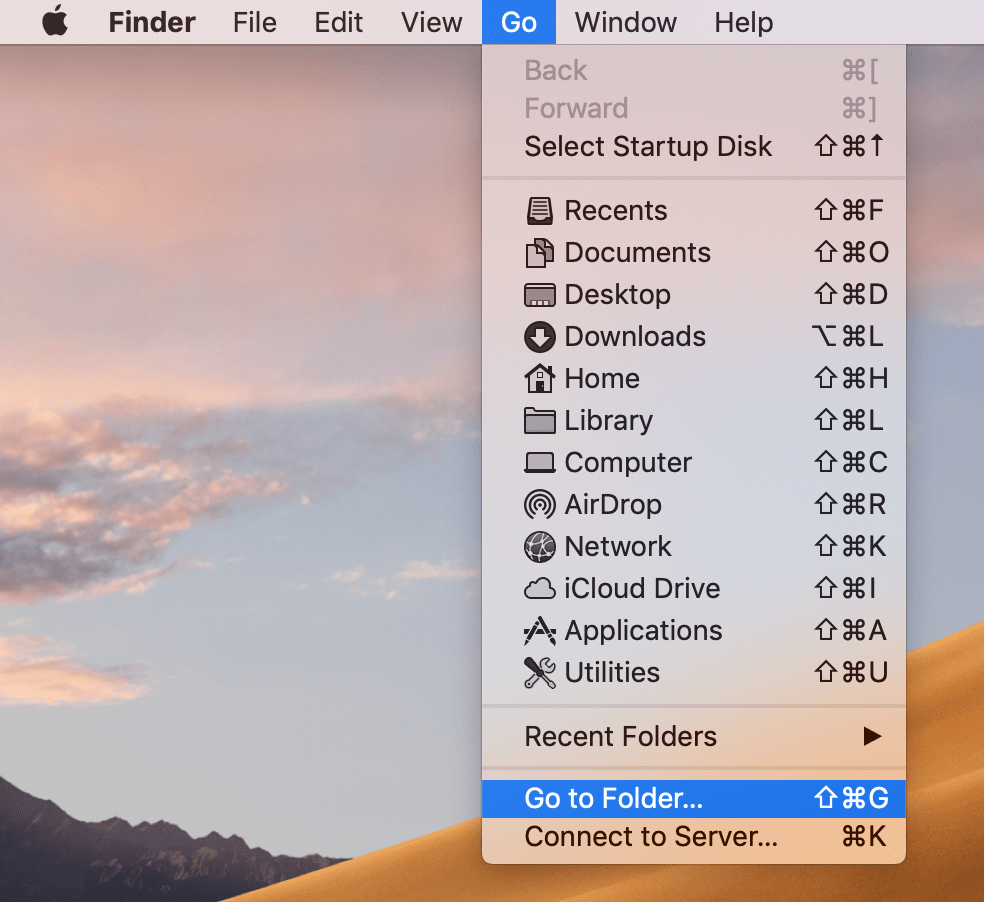 Go to Folder menu command