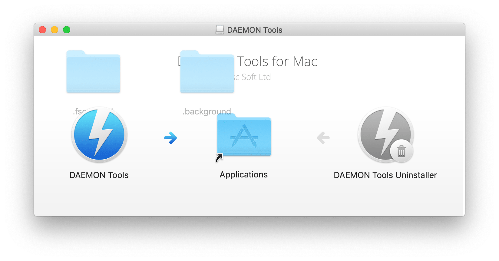 Daemons Tools application and uninstaller in Finder