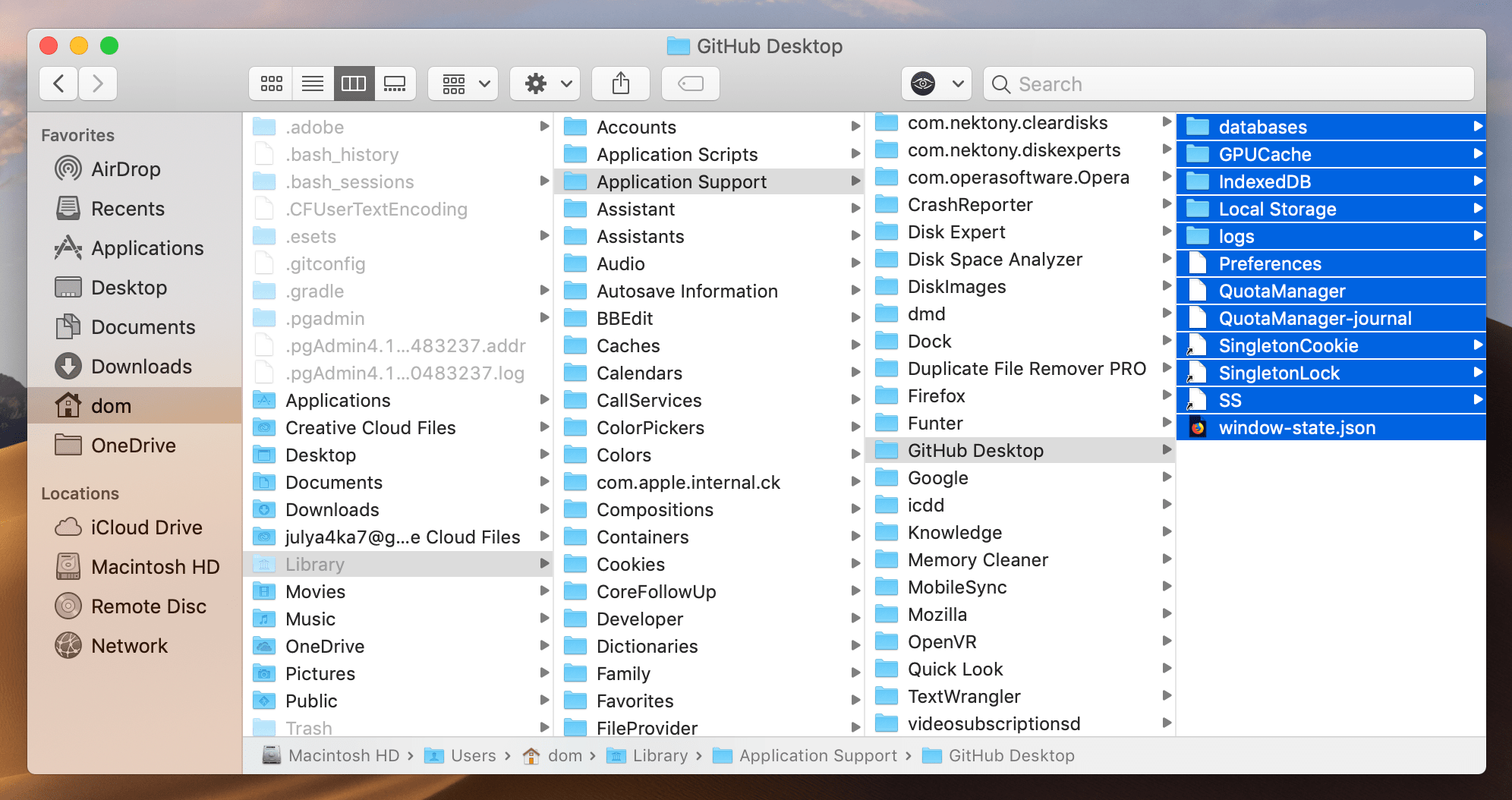 Github support files in Finder