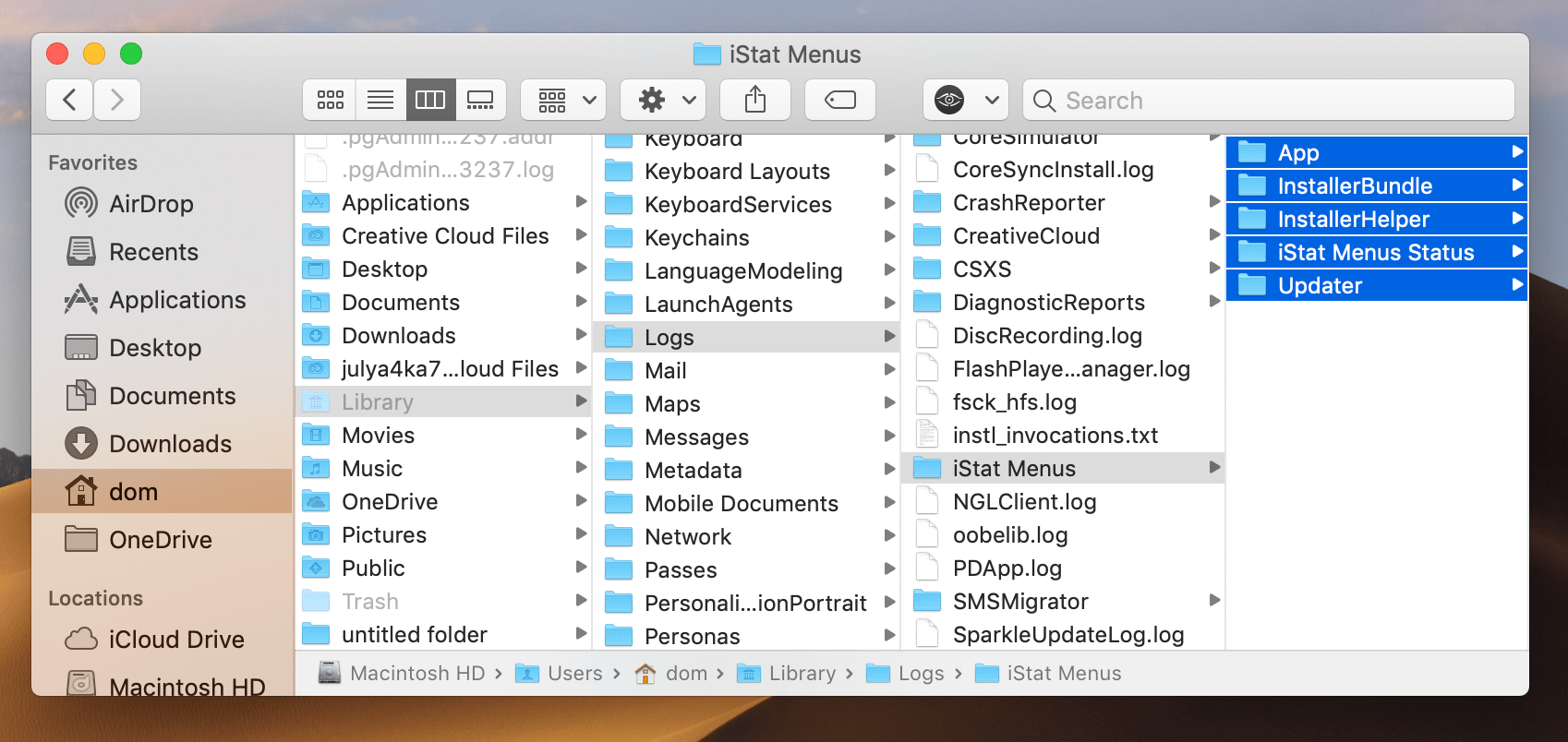 how to delete istat menus