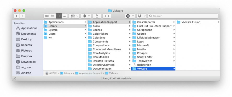 uninstall vmware fusion mac