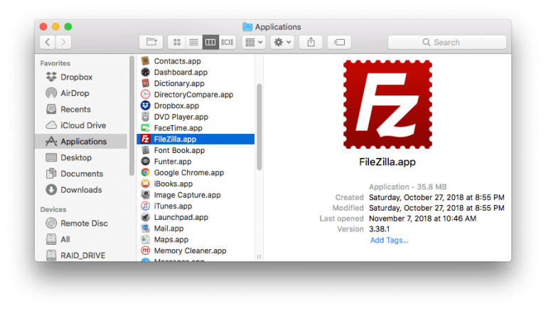 filezilla for mac 10.9