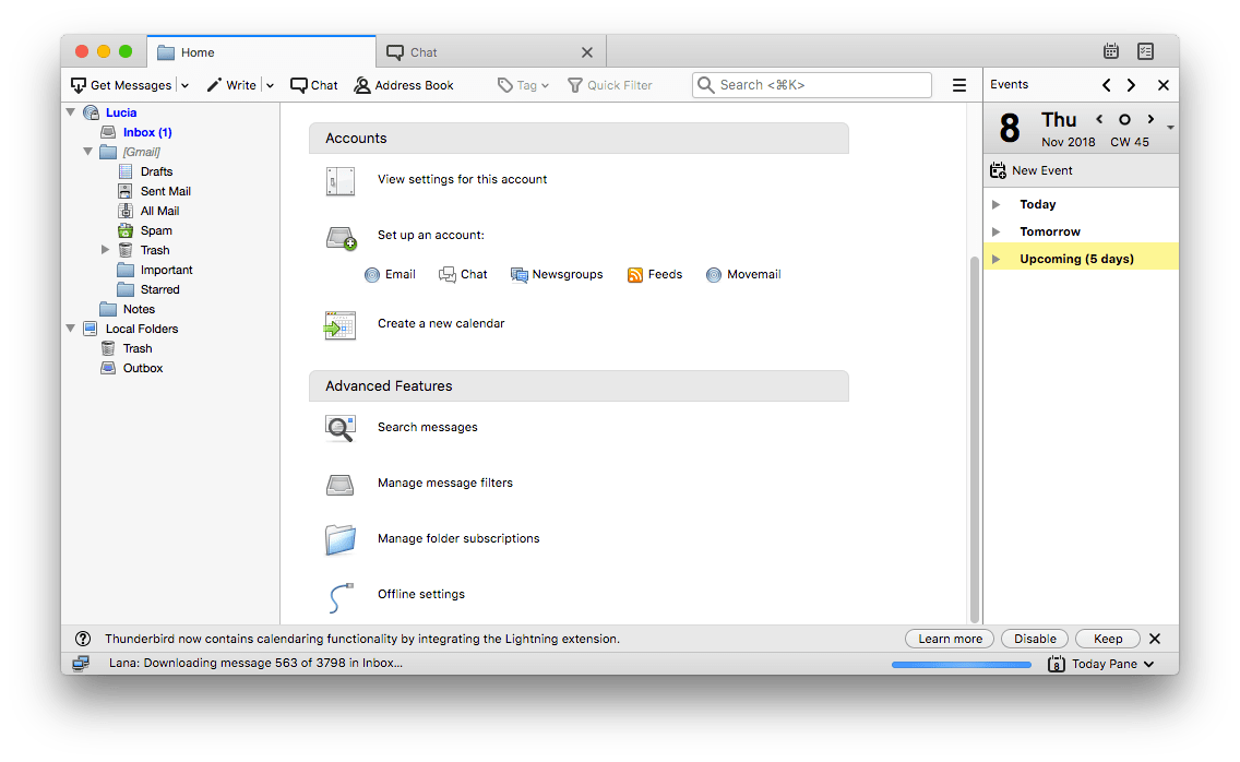 Thunderbird mail client window screenshot