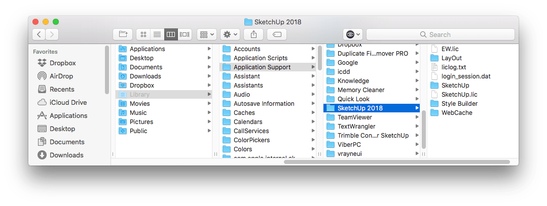 SketchUp Application Support items in Finder window