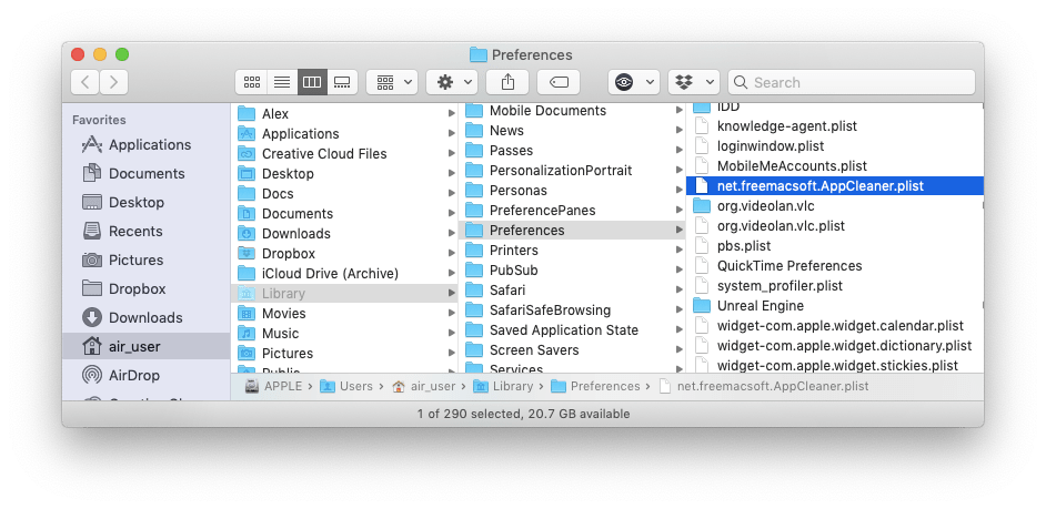 Mac AppCleaner Preferences file