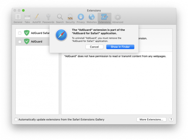 how to delete adguard for safari