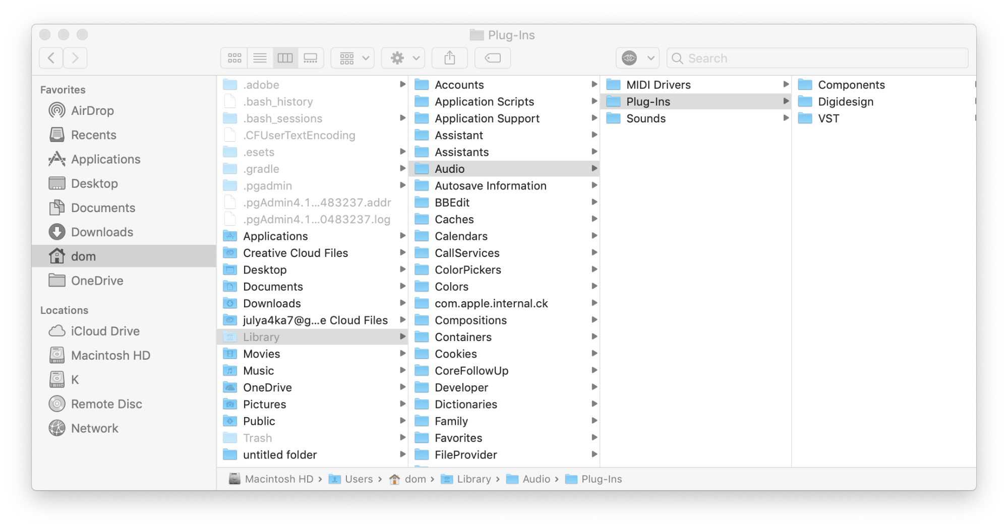 Finder window showing Plug-ins folder