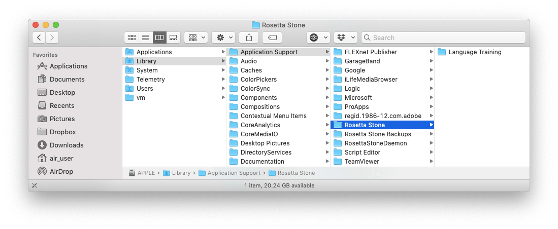 Rosetta Stone app support files