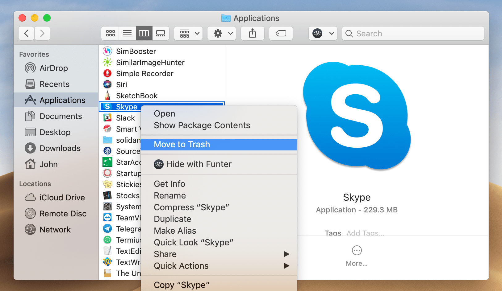 delete skype for business mac