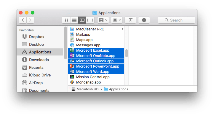 Uninstall office apps mac