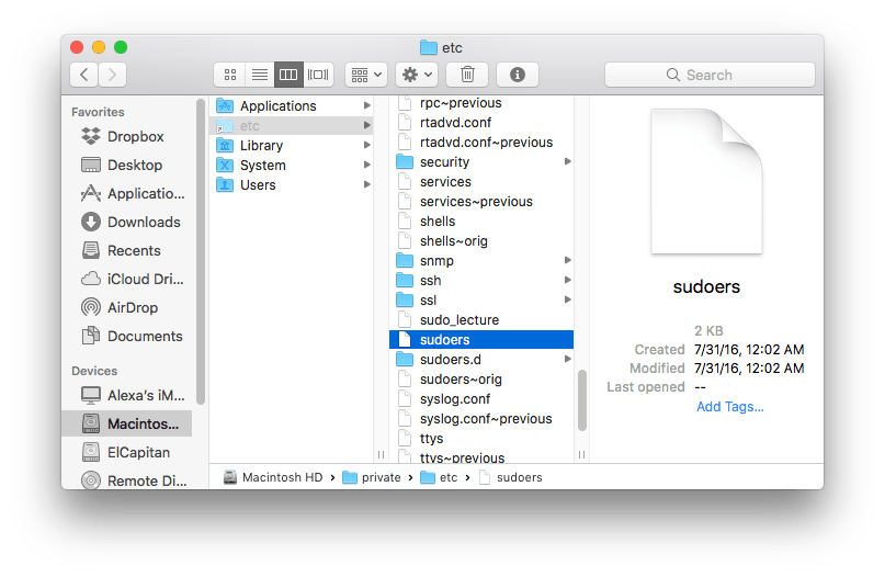 Finder window-etc folder