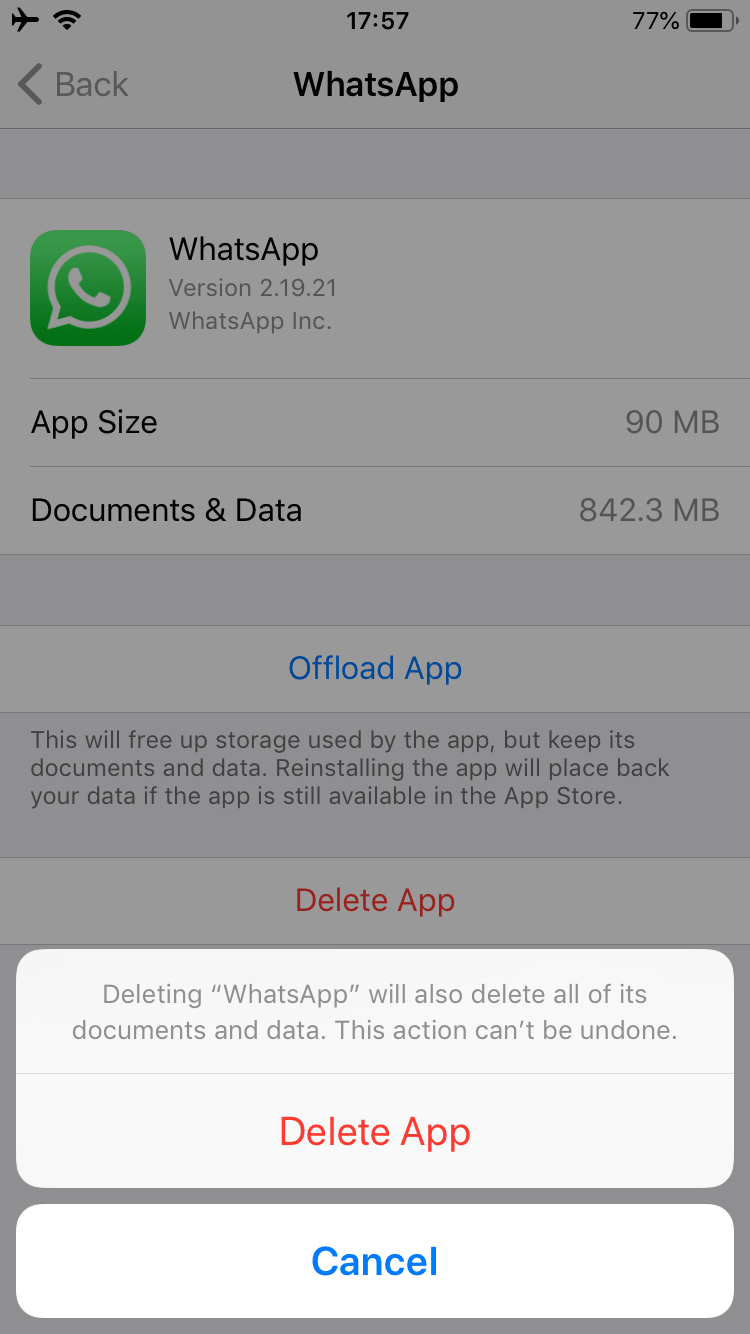 deleting app on iPhone