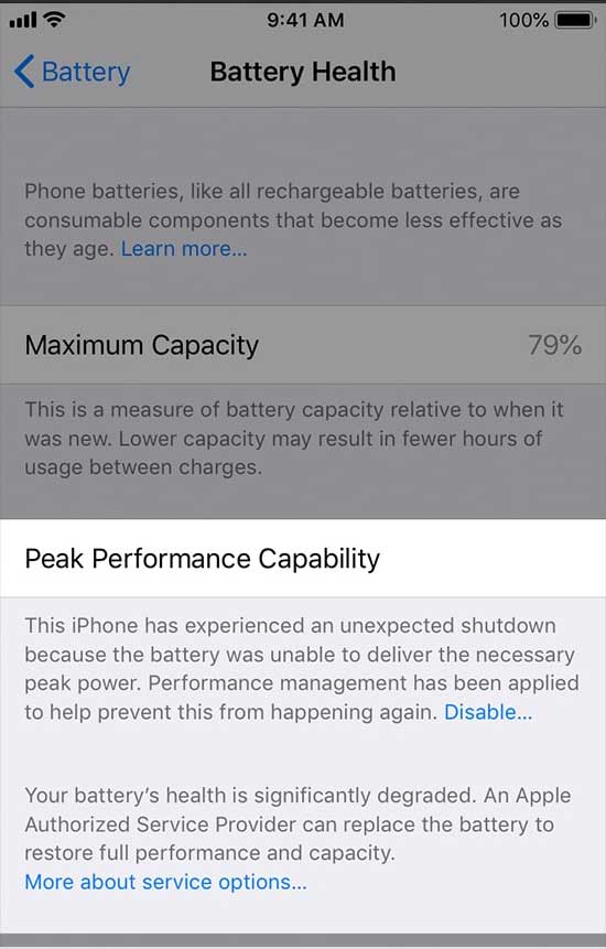 Peak Performance Capability for checking iPhone performance