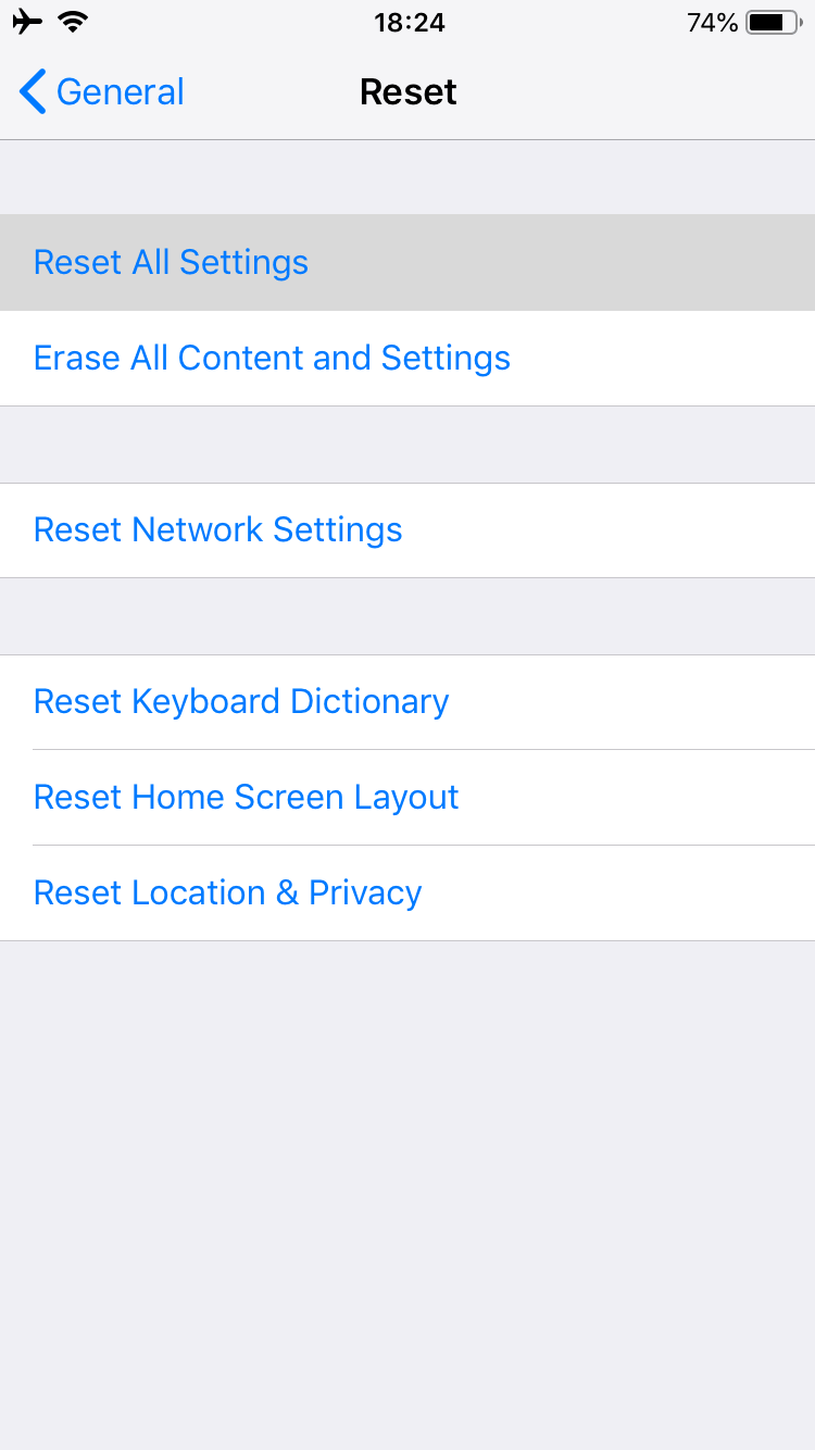 iPhone settings - Battery section