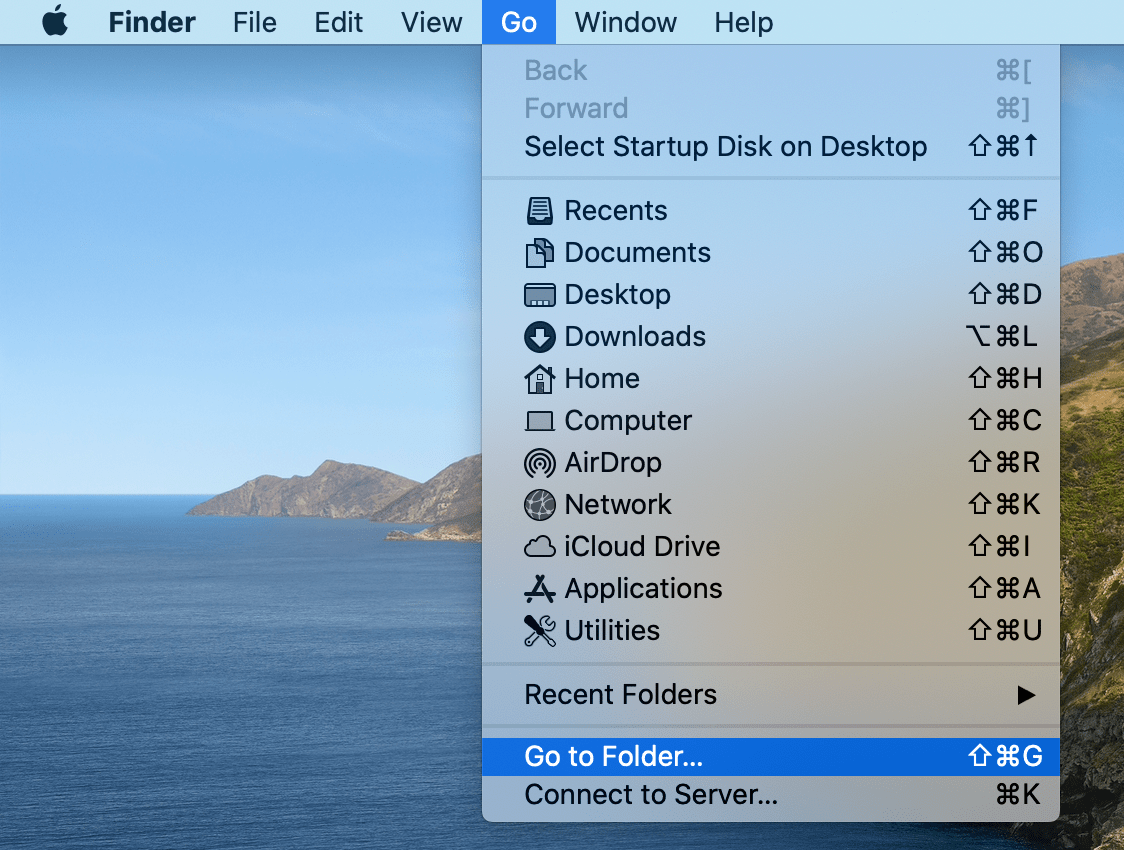 Menu Bar - Go to Folder option