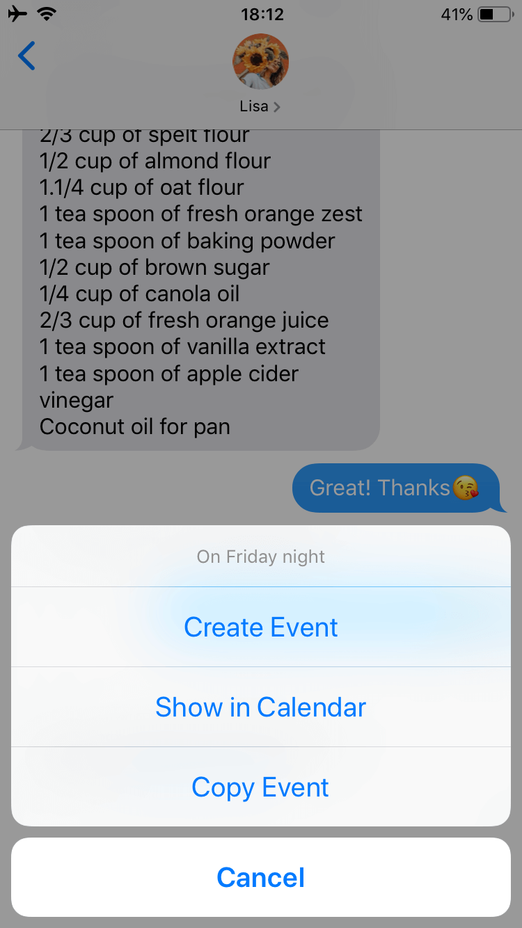 New event on iPhone