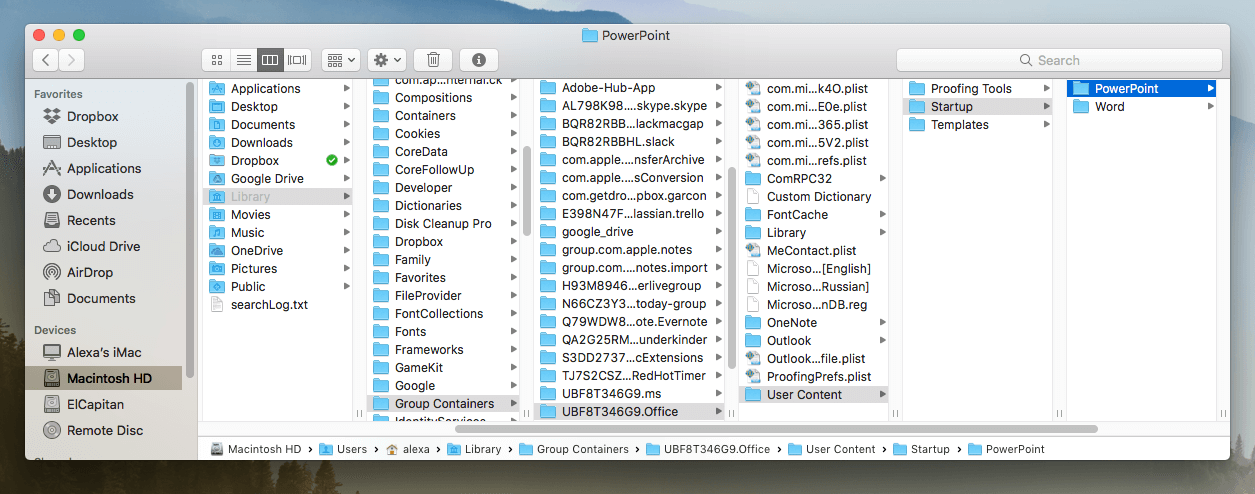 Powerpoint service files in Finder