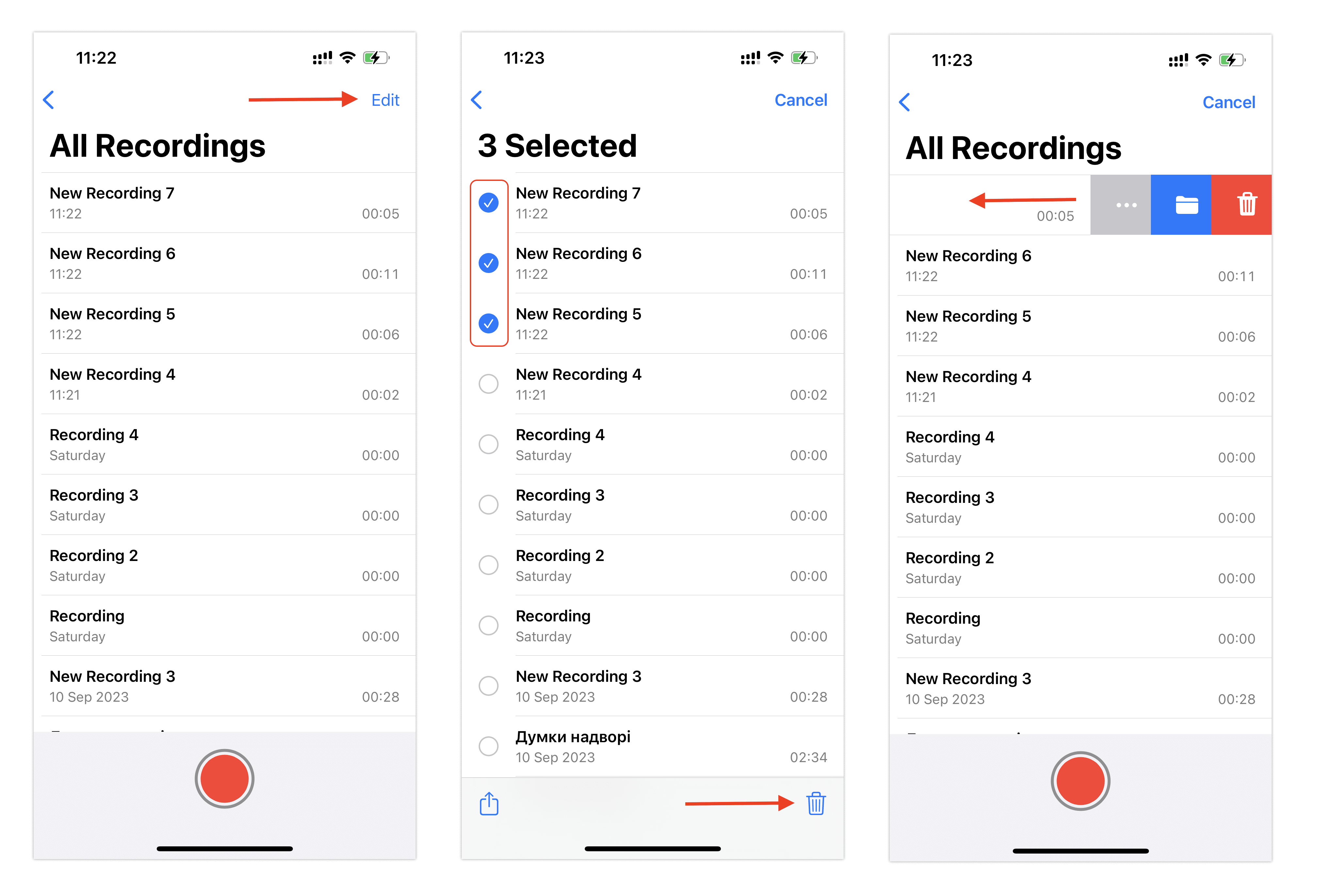 Deleting voice memos