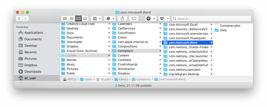 Mac Library Containers