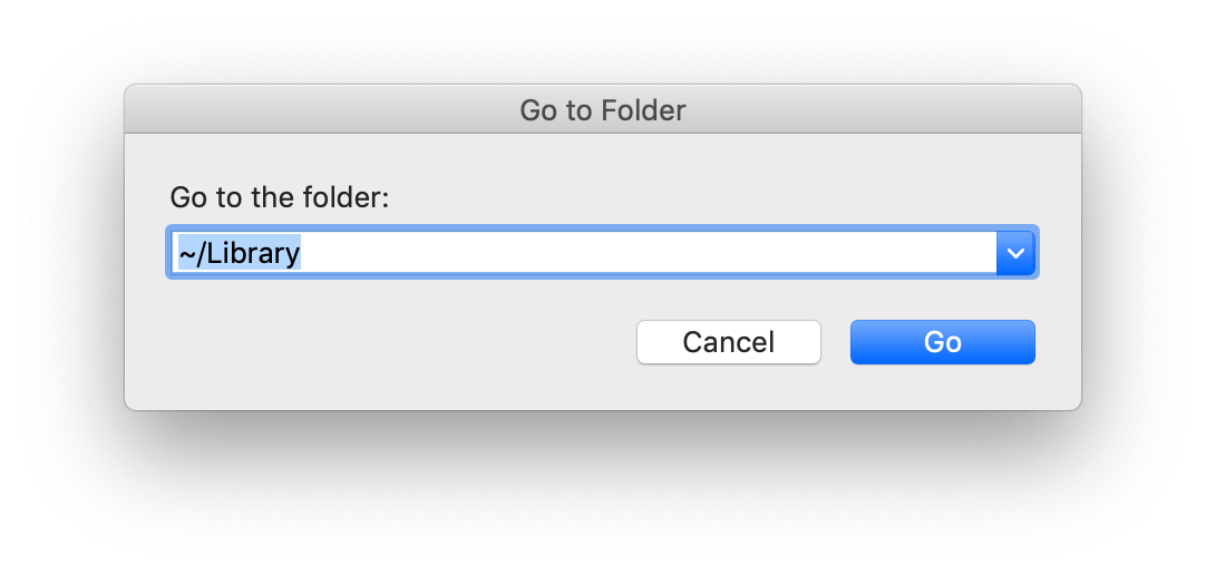 Go to folder window with Library location