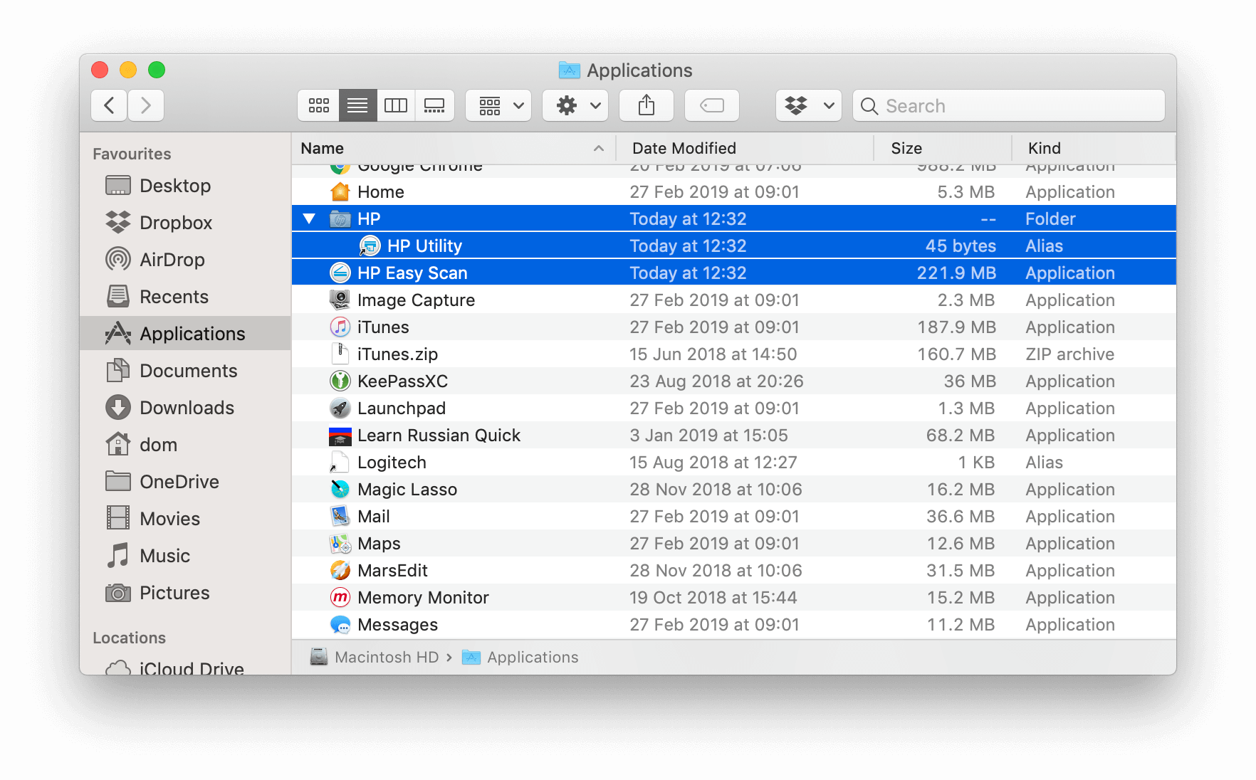 hp folder on mac