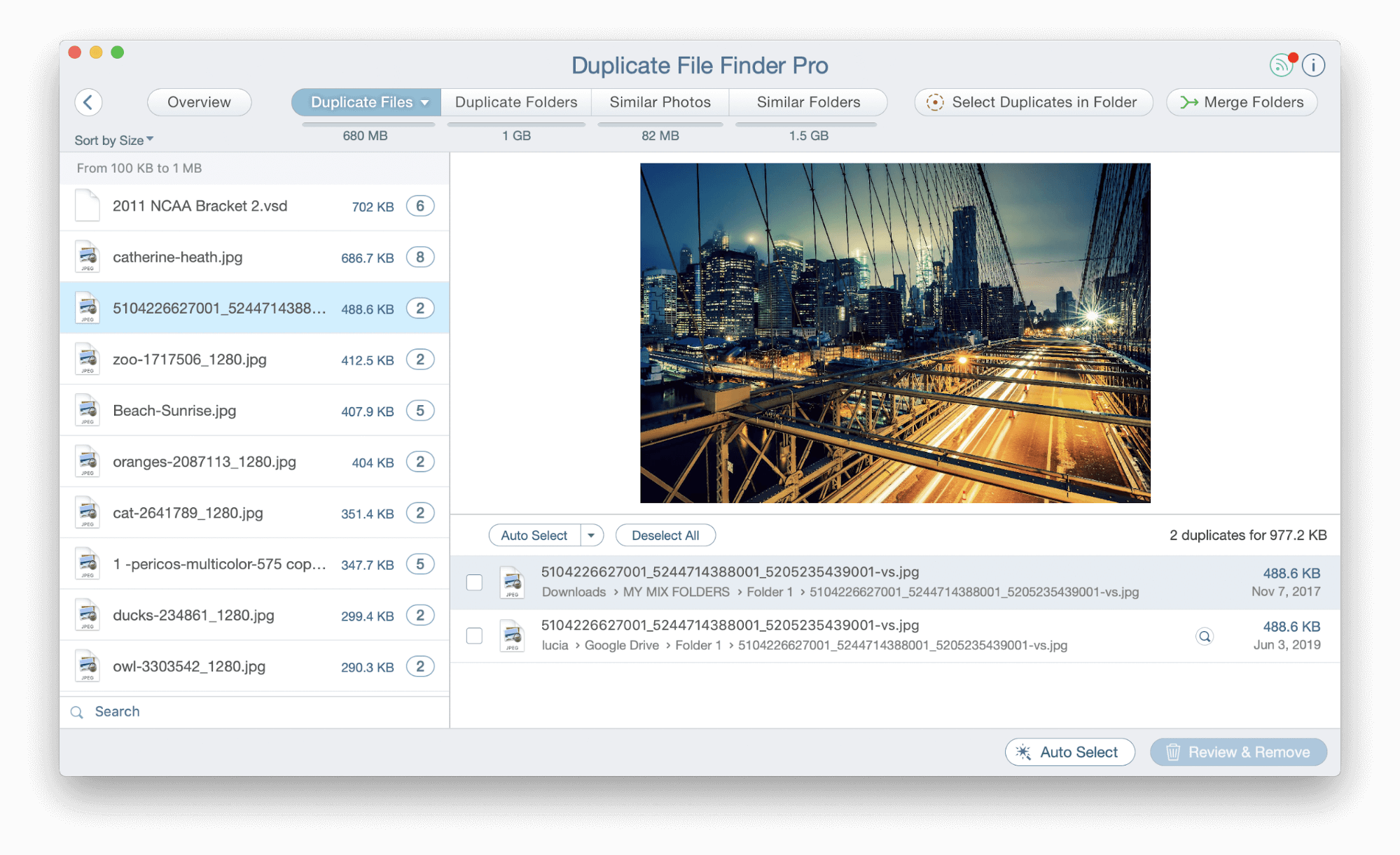 select duplicate in folders