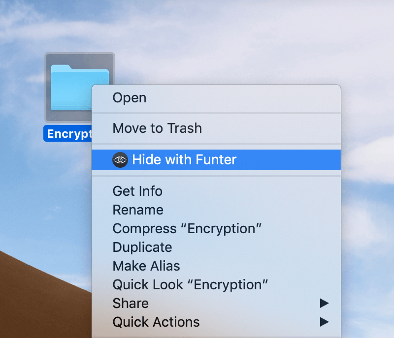 Choosing Hide with Funter option in context menu