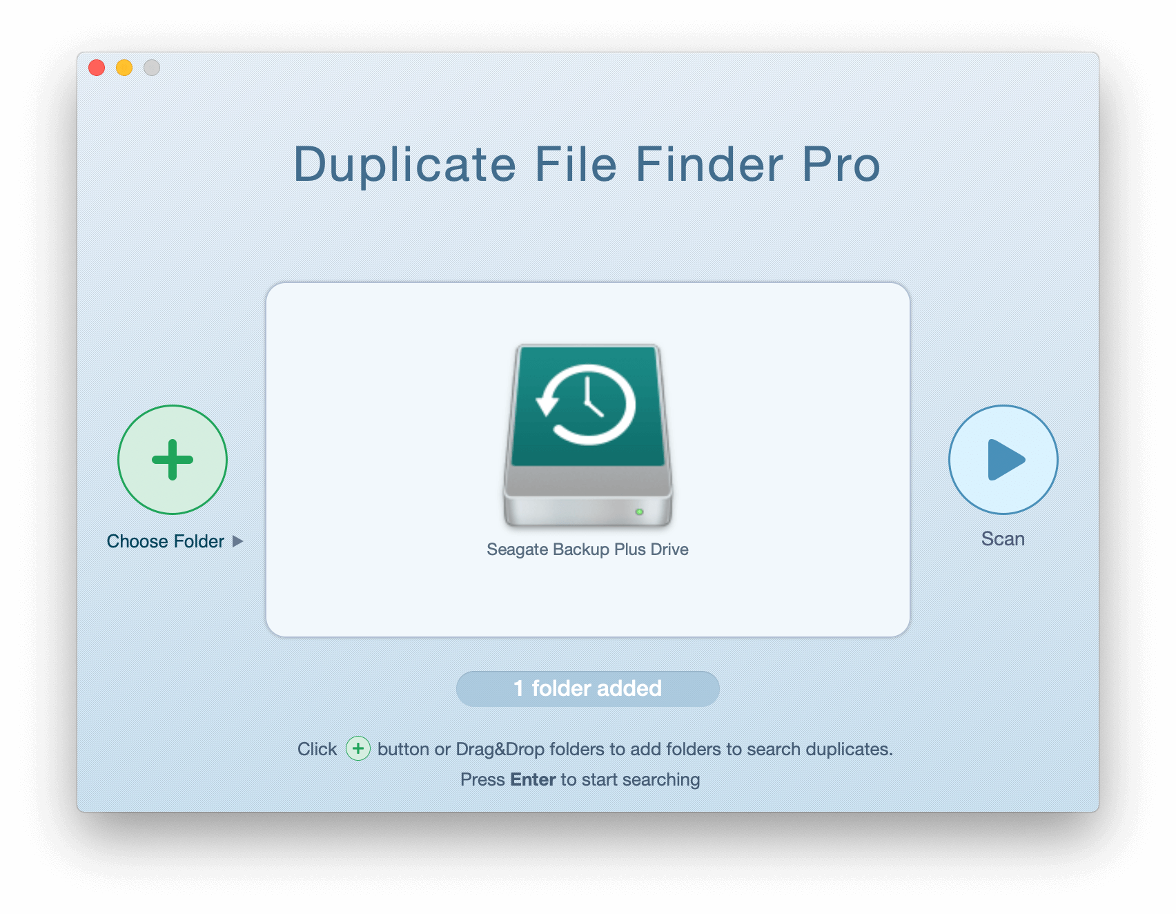 External drive selected for scan in Duplicate File Finder