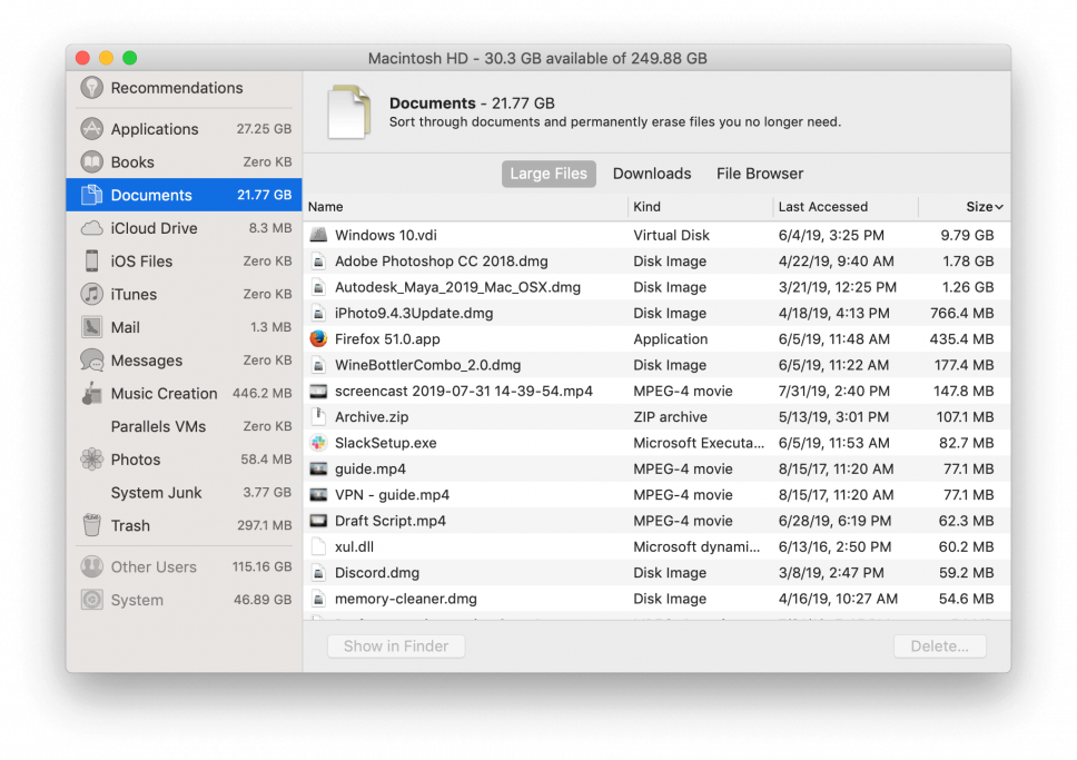 mac how to free up disk space