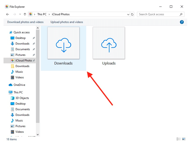 File Explorer window for iCloud Photos