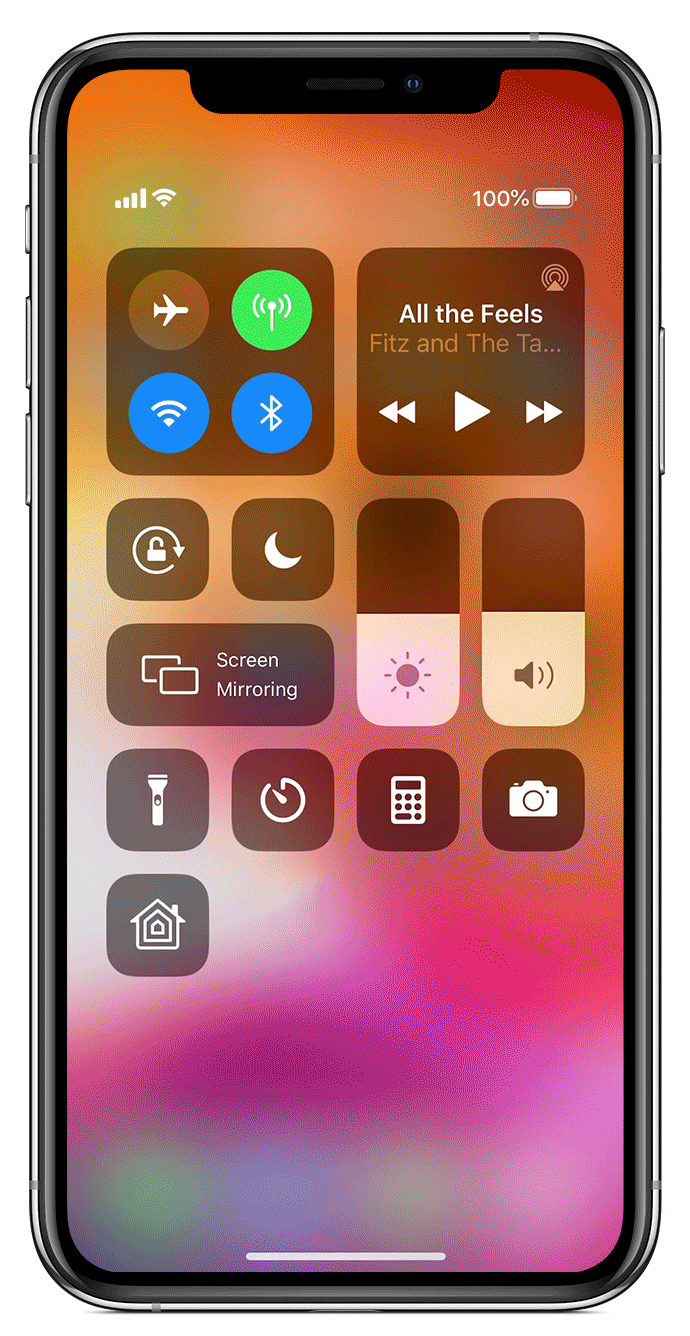 iPhone showing Airplay in control center screen