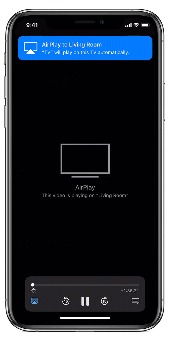 iPhone screen showing Airplay status for video