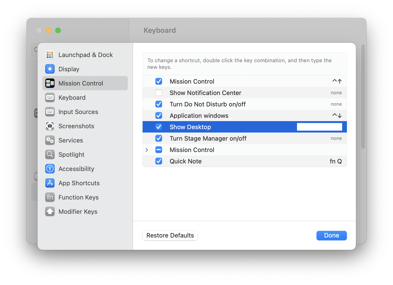 Editing shortcut on Mac