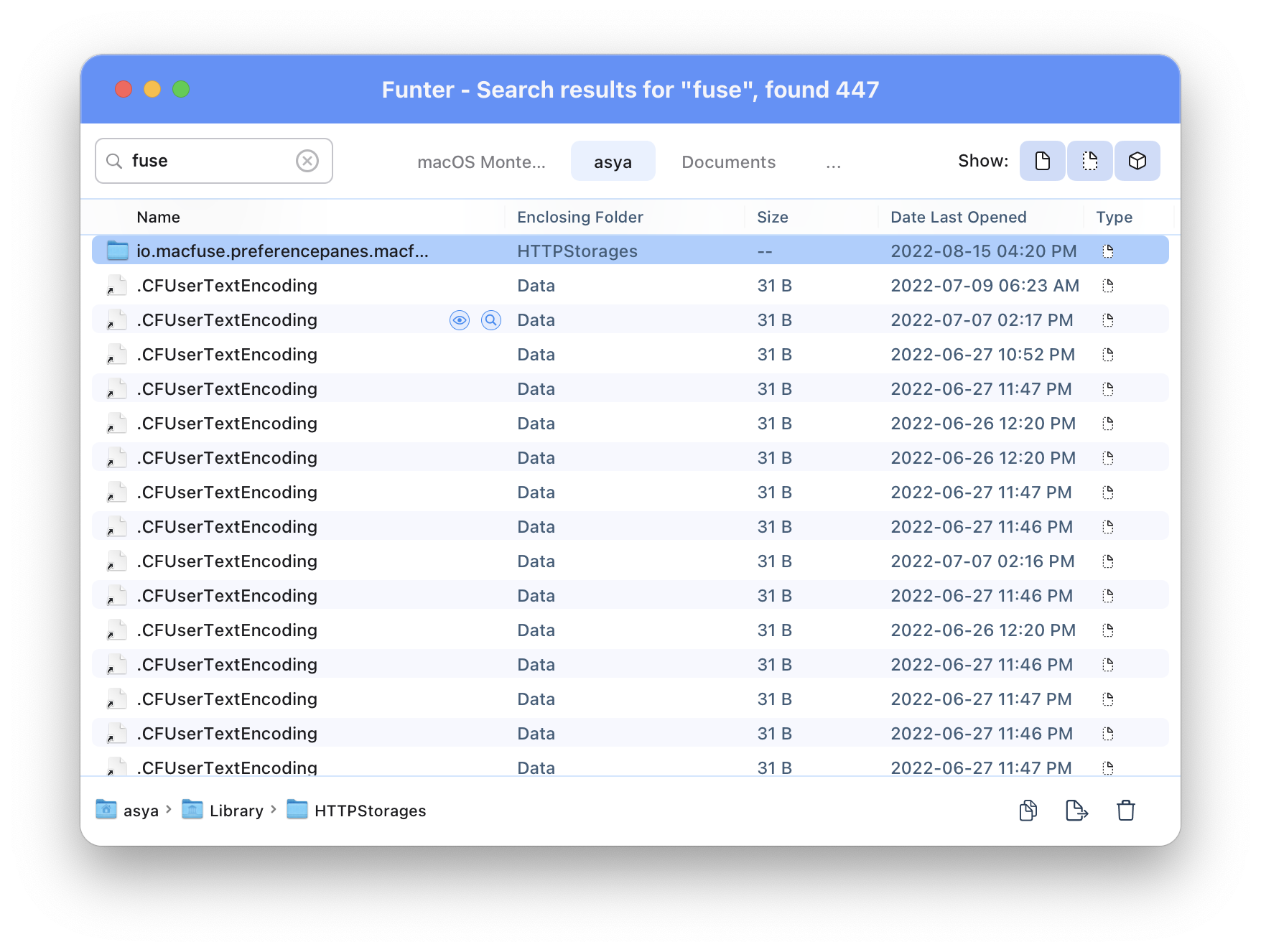 Fuse hidden service files in Funter