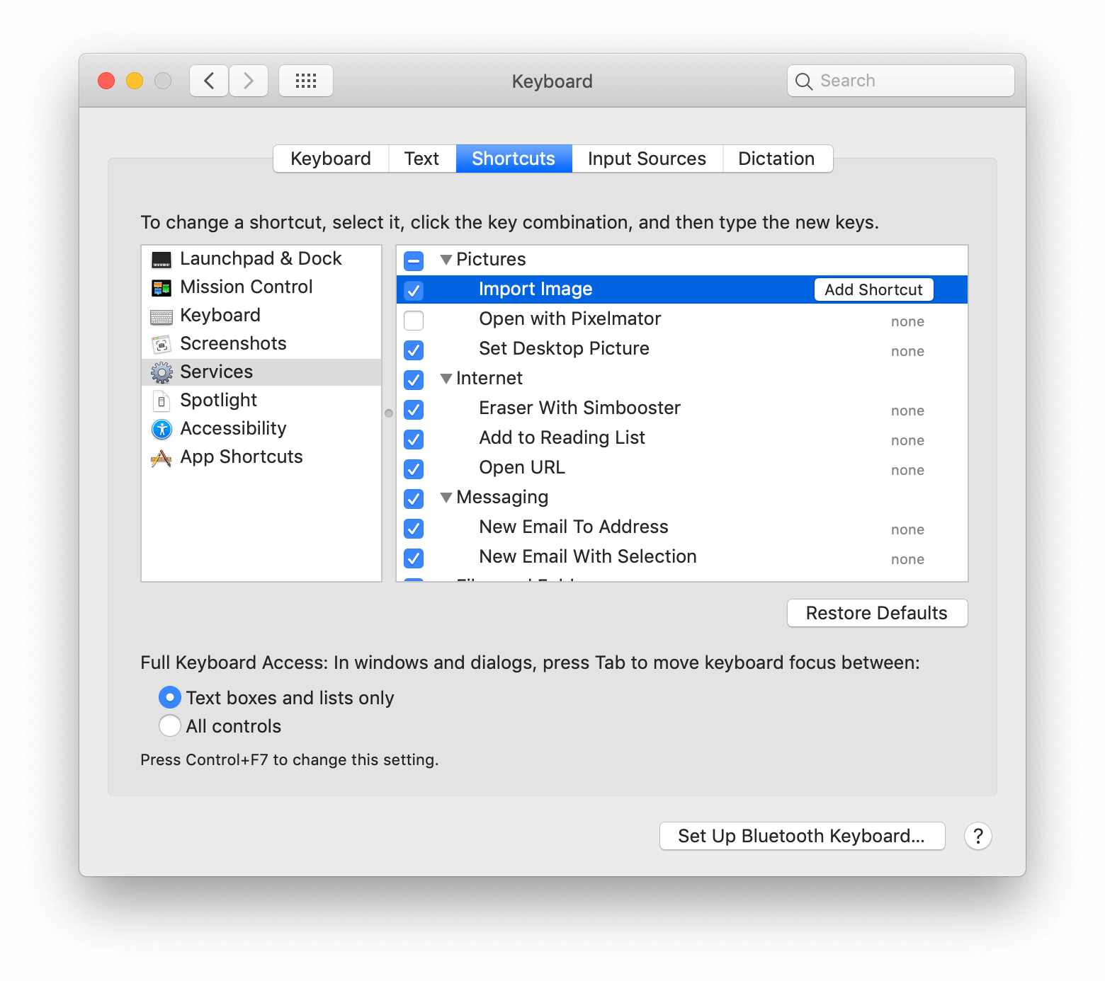 how to create new shortcuts on a mac