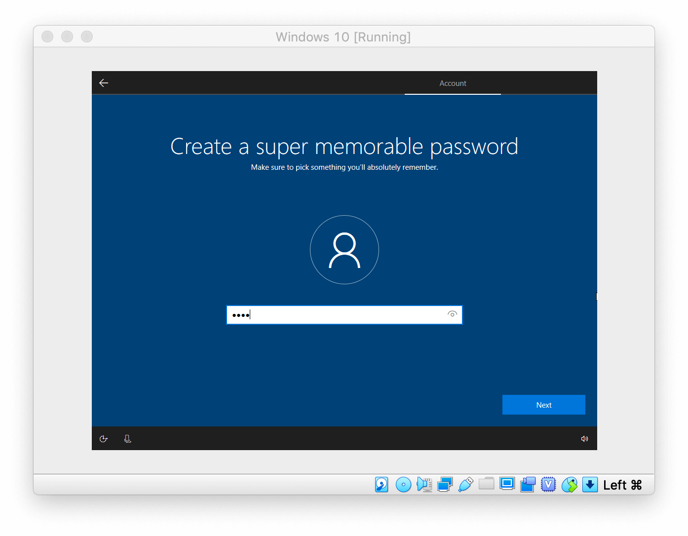 Windows Setup asking to create password for machine