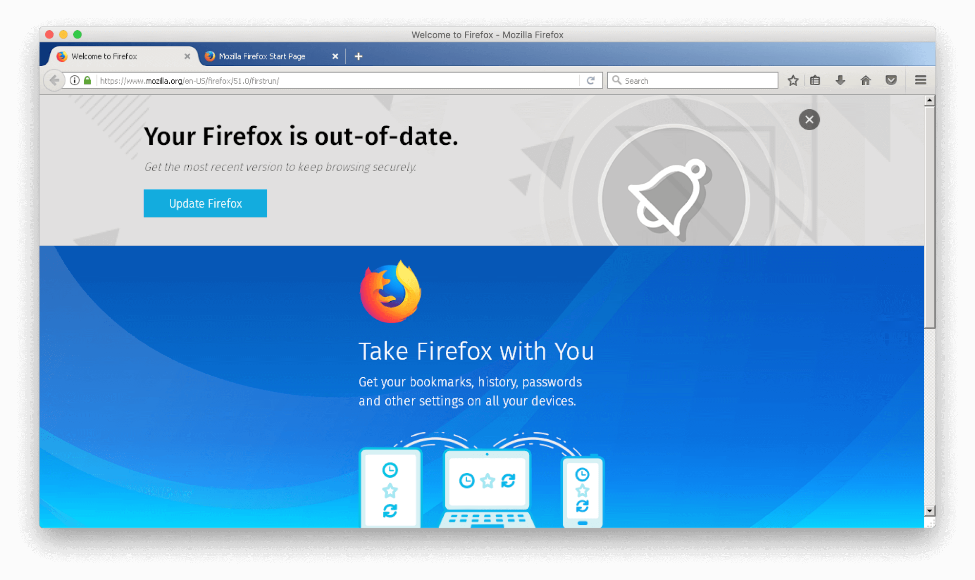 Firefox start window