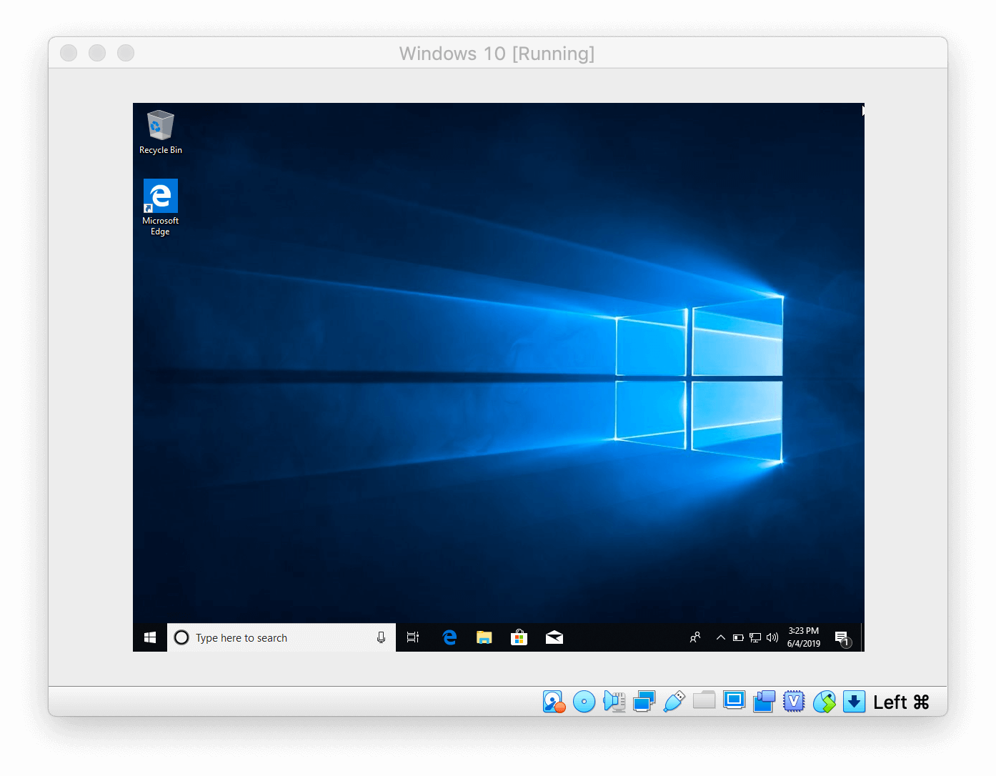 Windows launched on Mac via Virtualbox