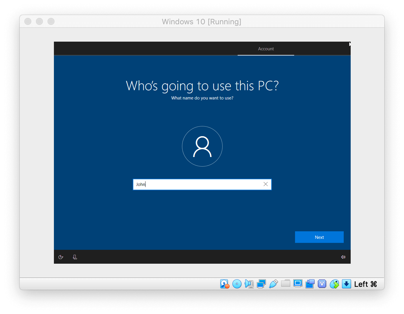 Windows Setup asking for enter name of user