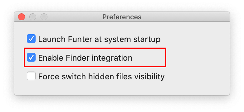 enable Finder integration