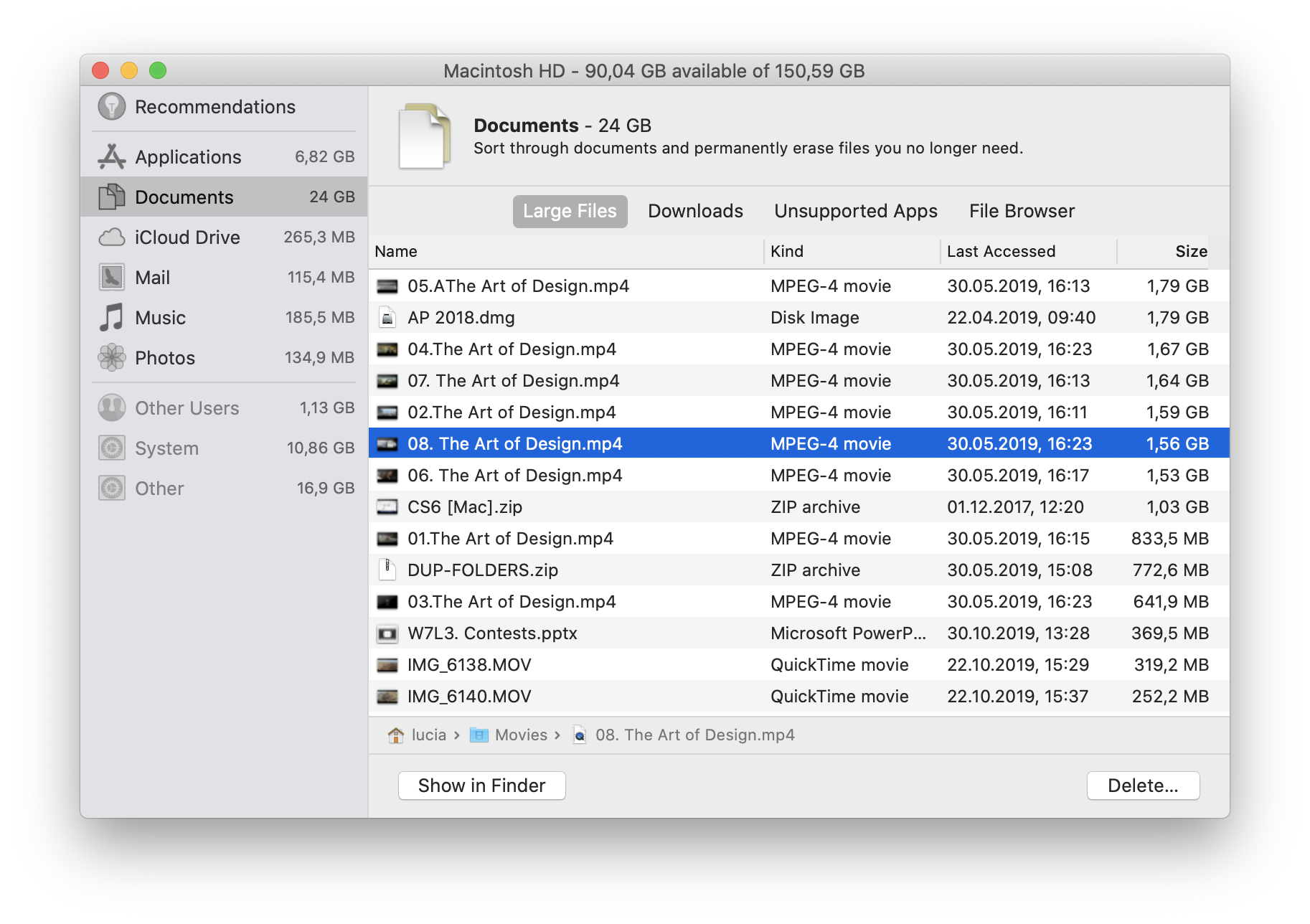 find large files on mac