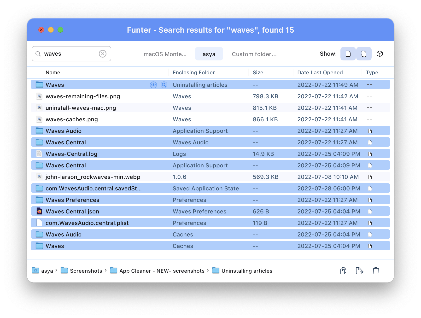 Funter window - Search results for Waves