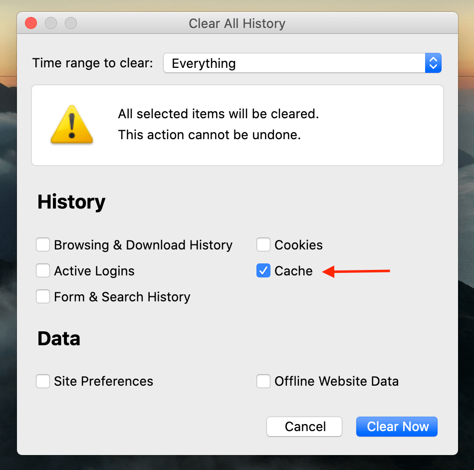 firefox for mac clear cache and cookies