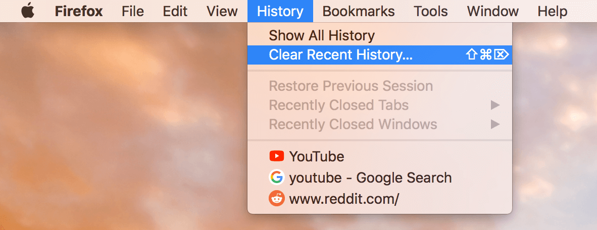 how to clear history in firefox