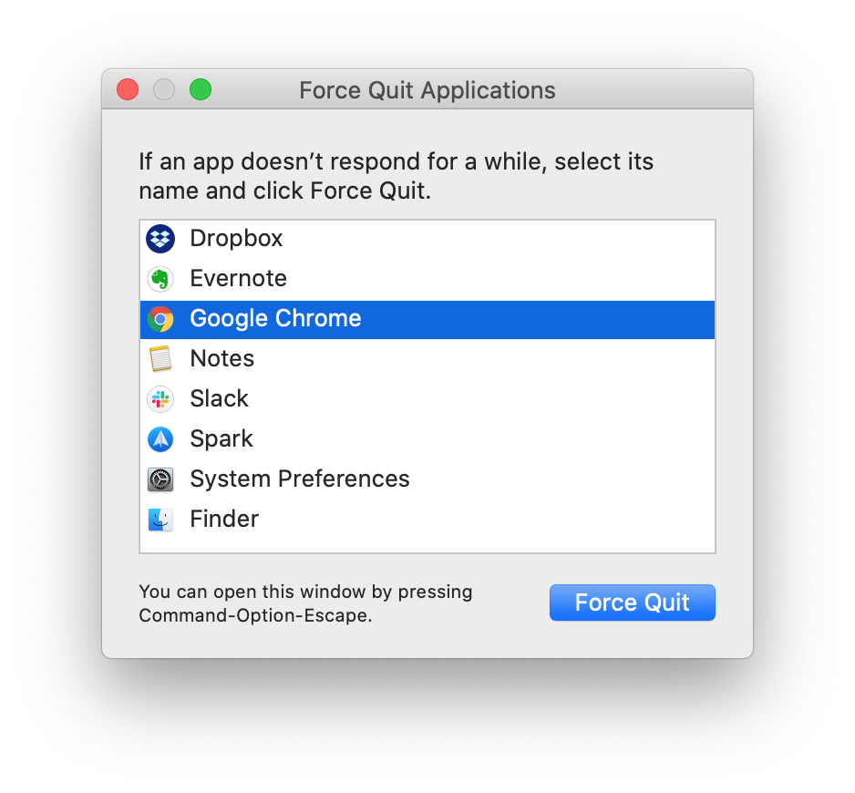 shortcut to close app on mac