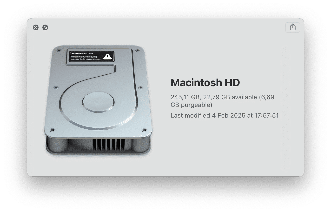 Quick Look of hard drive