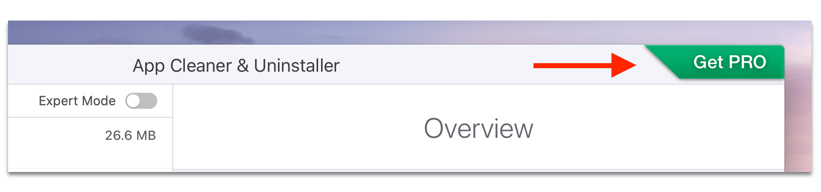Get Pro button in App Cleaner Uninstaller screen