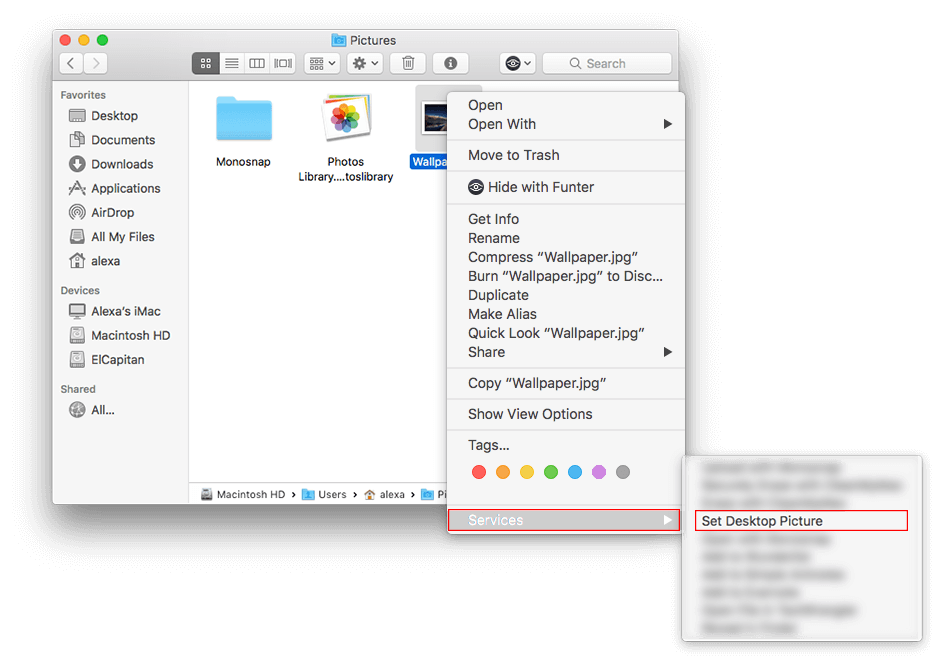 context menu - set desktop picture option
