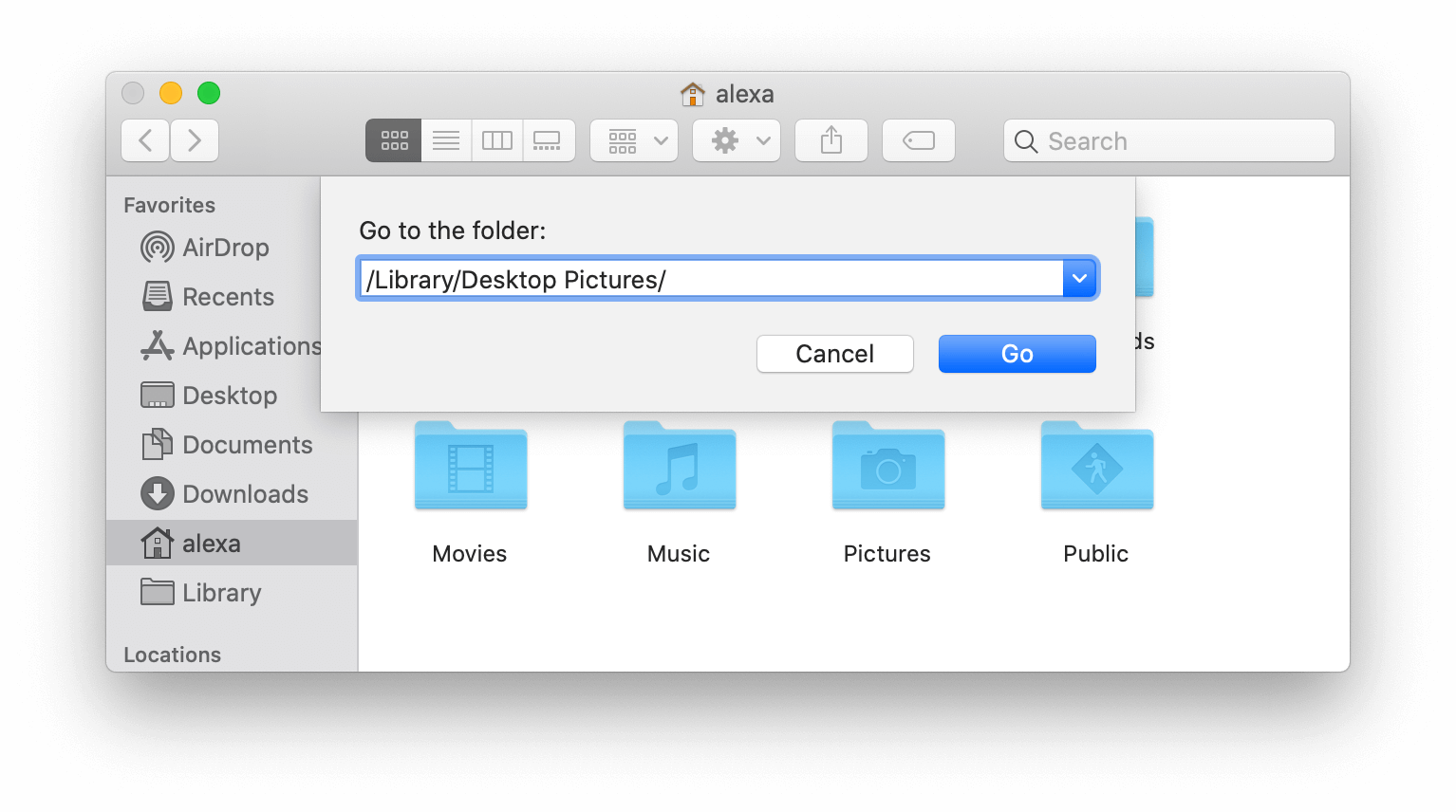 Go to folder search files showing desktop pictures location